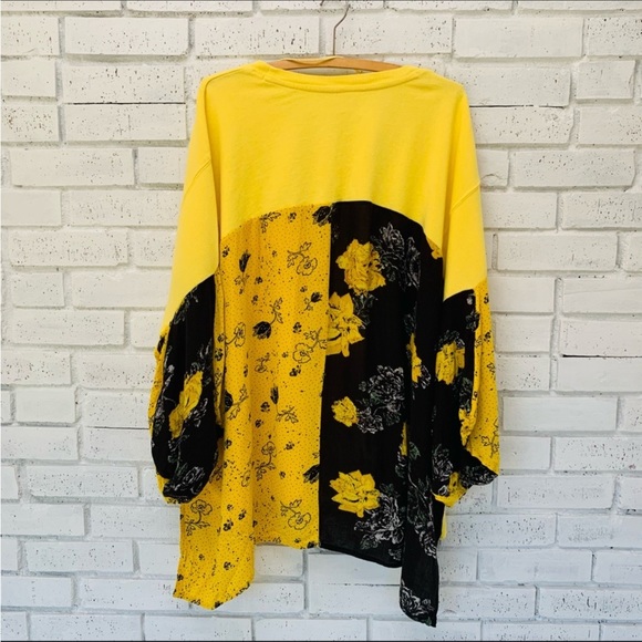 Free People Sunkissed Pullover Graphic Las Palmas Yellow Floral Oversized XS/S - Picture 5 of 10